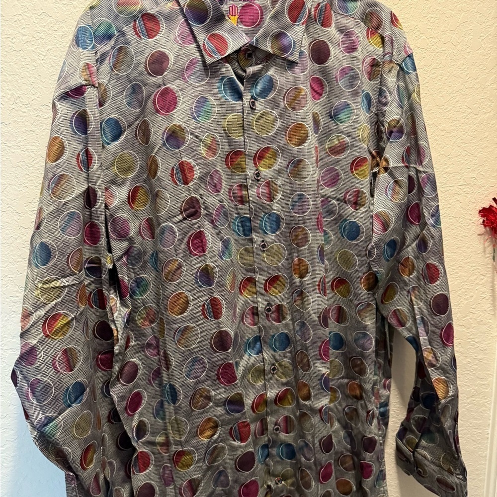 Visconti Black Polka Dot Shirt Size 2XL